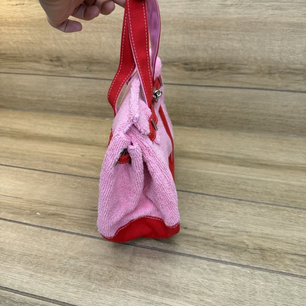 NEW Boatkin Sunwin Madaket Small Classic Tote Bag Terry Cloth Canvas Red Pink - Picture 5 of 11